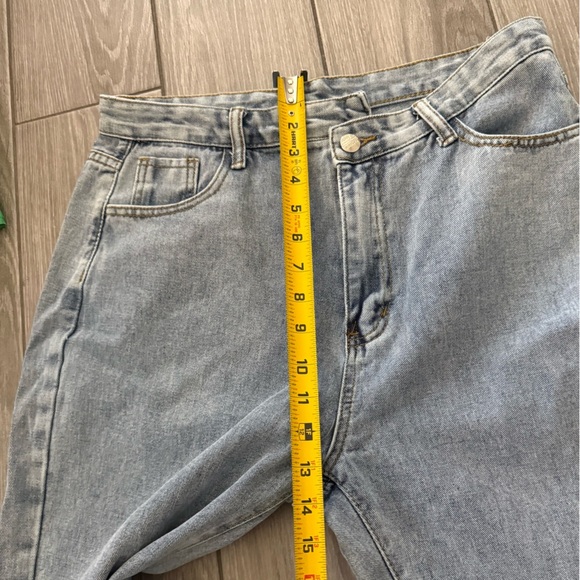 Shein|Light Blue Denim Jeans in straight leg with side slit•••High rise Large - Picture 12 of 12